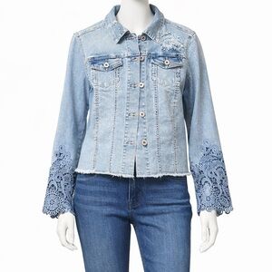 Orly Denim Jacket with Lace Sleeves – Size S